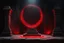 Placeholder: Dark Crimson Halo like that worn by angels with black accents, Glowing with deep red-Light outline, bright red accents, On a stone altar,