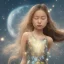 Placeholder: a portrait of a cute girl with a luminous dress, eyes shut, mouth closed, long hair, wind, sky, clouds, the moon, moonlight, stars, universe, fireflies, butterflies, lights, lens flares effects, swirly bokeh, brush effect, In style of Yoji Shinkawa, Jackson Pollock, wojtek fus, by Makoto Shinkai, concept art, celestial, amazing, astonishing, wonderful, beautiful, highly detailed, centered