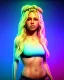 Placeholder: portrait, Shakira, blonde artist, Realistic image, drinking a strawberry milkshake, pink line make-up, sweat, fog, goddess style, Neon colors, leds. Color background, photo studio, concept art, smooth, unreal engine 5, god lights, ray tracing, RTX, lumen lighting, ultra detail, volumetric lighting, 3d, finely drawn, high definition, 4k.