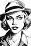 Placeholder: female portrait of a female gangster in line art style