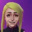 Placeholder: Portrait of a smiling 10 year old witch girl with blonde bangs across her forehead