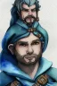 Placeholder: dnd, fantasy, watercolour, ilustration, halfling, ranger, infused with elemental powers of water, portrait, face