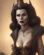 Placeholder: old evil queen in black leather gown, femme fatale, volouptous, busty, cleavage, angry, emperious, 8k resolution concept art portrait by Greg Rutkowski,