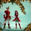 Placeholder: two elves. woman and man. Christmas scene. poster. marvel comic. low-key