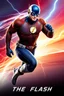 Placeholder: 1/4 side view, looking at the viewer, Movie Poster - "THE FLASH" - A massive, thick, extremely muscular, 7'8" tall man, ((skintight, formfitting, textured, long-sleeved, Blue spandex bodysuit:1.5)), ((Silver knee-high boots:1.5)), ((Silver wrist gauntlets, blue fingerless gloves, silver, double holstered utility belt:1.5)), ((skintight, formfitting, textured, blue spandex helmet with blue eye disguise,:1.5)), Running, multicolored lightning emanating from his body,