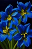 Placeholder: blue Amaryllis painting on dark yellow background