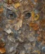 Placeholder:  an abstract painting of rusted metal and flowers, african portrait, rust, scaffolding, iron cladding, decay, mixed media, textured, anatomically correct, beautiful perfect face, sharp focus, highly detailed, injured face