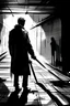 Placeholder: Draw this Perhaps I heard a sound or saw his shadow moving, I don't know. But when I looked round, there he was, half-way towards me with the knife in his right hand!