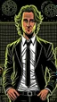 Placeholder: Diego Forlan Football soccer player posing black old suite. Dark detective comic. Book cover detective mistery sin city 1990.