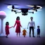 Placeholder: Ultra Realistic classic family portrait, living room. father. mother. daughter. alien pet. Little flying drone. retro futuristic, minimal style. smile, happy. highly detailed, concept art, unreal engine 5, ray tracing, RTX, lumen lighting, ultra detail, volumetric lighting, 3d, finely drawn, high definition, high resolution.