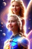 Placeholder: cosmic woman smile, admiral from the future, one fine whole face, crystalline skin, expressive blue eyes,rainbow, smiling lips, very nice smile, costume pleiadian, Beautiful tall woman pleiadian Galactic commander, ship, perfect datailed golden galactic suit, high rank, long hair, hand whit five perfect detailed finger, amazing big blue eyes, smilling mouth, high drfinition lips, cosmic happiness, bright colors, blue, pink, gold, jewels, realist, high commander