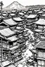 Placeholder: Japanese shanty town, line arts, manga style