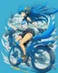 Placeholder: Anime design on a bike in blue