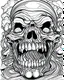 Placeholder: create a 2d black outline, "scary psycho monster death killer deformation on face and psycho smile coloring book for adults", coloring page, low details design, black contour, coloring page design, coloring page for adults,horror background, black contour and white space beetween contour, same contour,sketch style, horror style, creepy style, minimalist, halloween background,simple