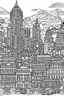 Placeholder: outline art fo rold cities coloring pages for adults with acient city, white background, Sketch styl, only use outline. Mandala style, clean line art, no shadows and clear and well outlined, Intricate Patterns and Details