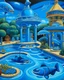 Placeholder: A blue aquarium theme water park resort painted by Thomas Hart Benton