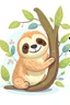 Placeholder: Cute sloth hugging s tree