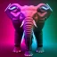 Placeholder: A beautiful portrait of a cyborg elephant neon color scheme, high key lighting, volumetric light high details psychedelic background