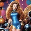 Placeholder: [psychedelic movie by Russ Meyer] Kat Dennings as barbarella in her iconic outfit, vintage 1970's photo