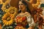 Placeholder: mexican woman with flowers painting neoclassism whole body zoom the sun