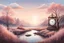 Placeholder: pastel landscape illustration of clock and nature