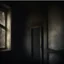 Placeholder: An ancient, weathered door stands in an abandoned house, shrouded in deep, engulfing darkness. The walls are rough and covered in moss and dust, with wooden beams crumbling and floors uneven. The faint light coming from a small particle of the philosopher's stone, placed mysteriously near the door, emits a warm, surreal glow, contrasting with the surrounding darkness. The stone’s light weakly illuminates the nearby area, casting long, eerie shadows. The atmosphere is thick with mystery and tensi