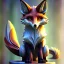 Placeholder: clean art of a cute fantasy fox creature made of segments of stone, soft lighting, soft pastel gradients, high definition