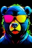 Placeholder: Acrtoon 2d art illustration . Colourful bear wears a black glass