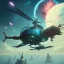 Placeholder: fullbody Drawing of 'Concept art Helicopter'flying,intricate detail,andrea bonelli,Kilian Eng,Ohrai, korra character, style.,three quarters view, Futuristic design study,toned colors,16k