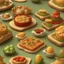 Placeholder: fantasy savoury food land. illustration 3d style. HD