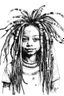 Placeholder: Watercolor black and white dreadlocks girl with funny style