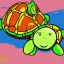 Placeholder: cartoon turtle and apple