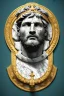 Placeholder: Ultra Realistic image, Roman sculpture, white marble material, Lionel Messi, gold Laurel leaves wreath, renaissance ornaments, radial gold lines, one gold star in heart, gold sun ornament back, blue background, chisel style, waist up portrait, emperor style, epic, celestial, cinematic lighting, God light, god rays, 4k resolution, smooth details, ornate details, soft lighting, unreal engine 5, art station, substance 3d.