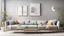 Placeholder: modern living room with sofa. scandinavian interior design furniture. 3d illustration