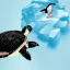 Placeholder: turtle and iceberg and penguin