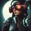 Placeholder: woman with cyberpunk futuristic helmet and goggles with cables to a large movie screen, 8k resolution, high-quality, fine-detail, intricate, digital art, detailed matte, volumetric lighting, baroque, illustration, octane render, brian froud, selina french, George Grie, Ben Goossens, Igor Morski