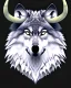 Placeholder: wolf made of cotton candy, snarling with horns