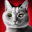 Placeholder: a surreal image of a cat with horns instead of eyes