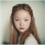 Placeholder: Fashion Polaroid of devon aoki with red cheeks and nose, braids. in a bedroom, 1976,