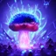 Placeholder: Spherical Frost metal magic armoured lightning glowing Mycelium MUSHROOM stars galaxy SPACE lANDSCAPE BURNING IN BLUE FLAMES hellfire abyss math chaos vivid cell