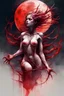 Placeholder: A dramatic digital painting portraying a figure under the Red Moon, veins pulsing, claws of temptation visible, soul in turmoil. In the style of Giger, vivid colors, swirling brushstrokes, highly detailed, 8k resolution, surrealistic., by Ryohei Hase, Agnes Cecile, Raymond Swanland, Anne Bachelie