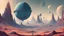 Placeholder: Фантастическая планета Jilius, пейзаж горы, астронавт, космический корабль