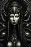 Placeholder: Dark Woman in black dress H. R. Giger