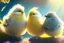 Placeholder: Very fluffy bird couple love, flora, in sparkling sunshine Weight:1 detailed matte painting Weight:0.9