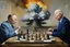 Placeholder: Putin, President Xi Of China And Joe Biden Play Chess With Atomic Bomb Mushroom Cloud,Complex Surgical Instruments Intermixed With A Newborn Boy,Minimalism,Painting By Adrian Ghenie,Rene Magritte,Pablo Picasso,Michelangelo,Salvador Dali,Lucian Freud