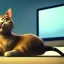 Placeholder: cat on computer playing video games, 8k resolution, fine-detail, high-quality, intricate, matte detailed, 3D, octane render, digital art, Dreamworks art, Pixar Art