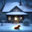 Placeholder: portrait of sad, scared, lonely dog tied with a short leash in front of house, winter, 8k resolution, high-quality, fine-detail, intricate, digital art, detailed matte, volumetric lighting, illustration, 3D octane render, brian froud, howard lyon, selina french, anna dittmann, annie stokes, lisa parker, greg rutowski