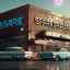 Placeholder: Ultra Realistic retro sci-fi afire Supermarket parking scene, 1960 year, many running people. blonde woman, sweet scarlet Johansson face, perfect iris, glow eyes, face makeup, tight latex coat; many panic people, Retro sci-fi style, soft color, highly detailed, unreal engine 5, ray tracing, RTX, lumen lighting, ultra detail, volumetric lighting, 3d, finely drawn, high definition, high resolution.