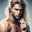 Placeholder:  man with long blond hair, full body, sports setting, photo real, soft lighting