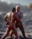 Placeholder: Donald trump wrestling, fighter, naked torso, color breeches, suspenders, retro style, 80s, hot ambient, photo studio, red, gold, explosions,vibrant color, gradient, highly detailed, art stations, concept art, smooth, unreal engine 5, god rays, ray tracing, RTX, lumen lighting, ultra detail, volumetric lighting, 3d, finely drawn, high definition, high resolution.